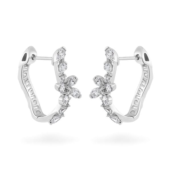 Hoa tai vàng trắng 14K gắn kim cương DOJI AFER000557F2DA1