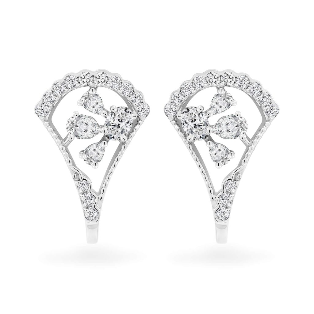 Hoa tai vàng trắng 14K gắn kim cương DOJI AFER000558F2DA1 