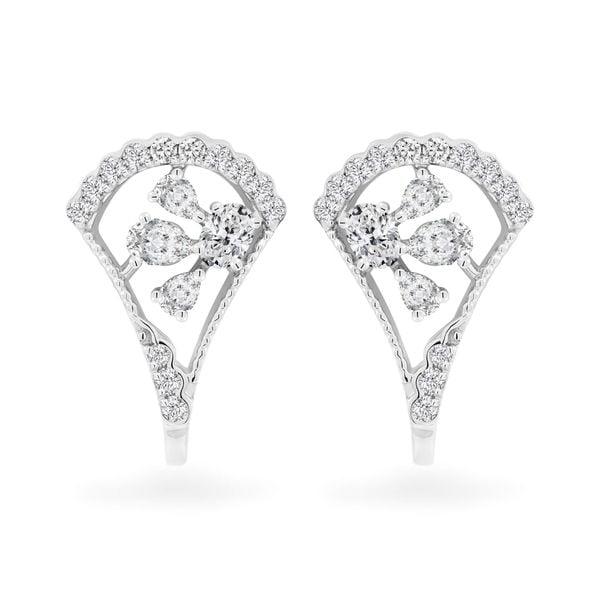 Hoa tai vàng trắng 14K gắn kim cương DOJI AFER000558F2DA1