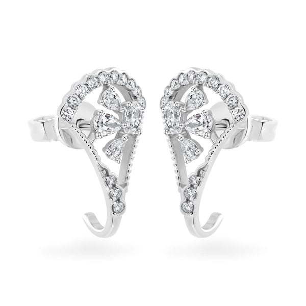 Hoa tai vàng trắng 14K gắn kim cương DOJI AFER000558F2DA1