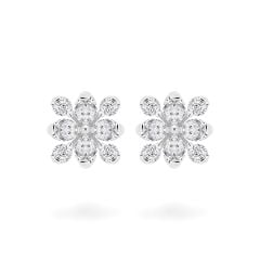 Hoa tai vàng trắng 14K gắn kim cương DOJI AFER000559F2DA1