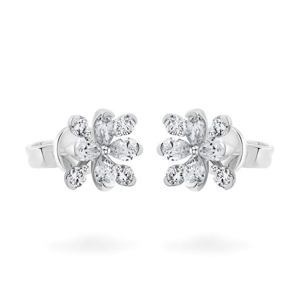 Hoa tai vàng trắng 14K gắn kim cương DOJI AFER000559F2DA1