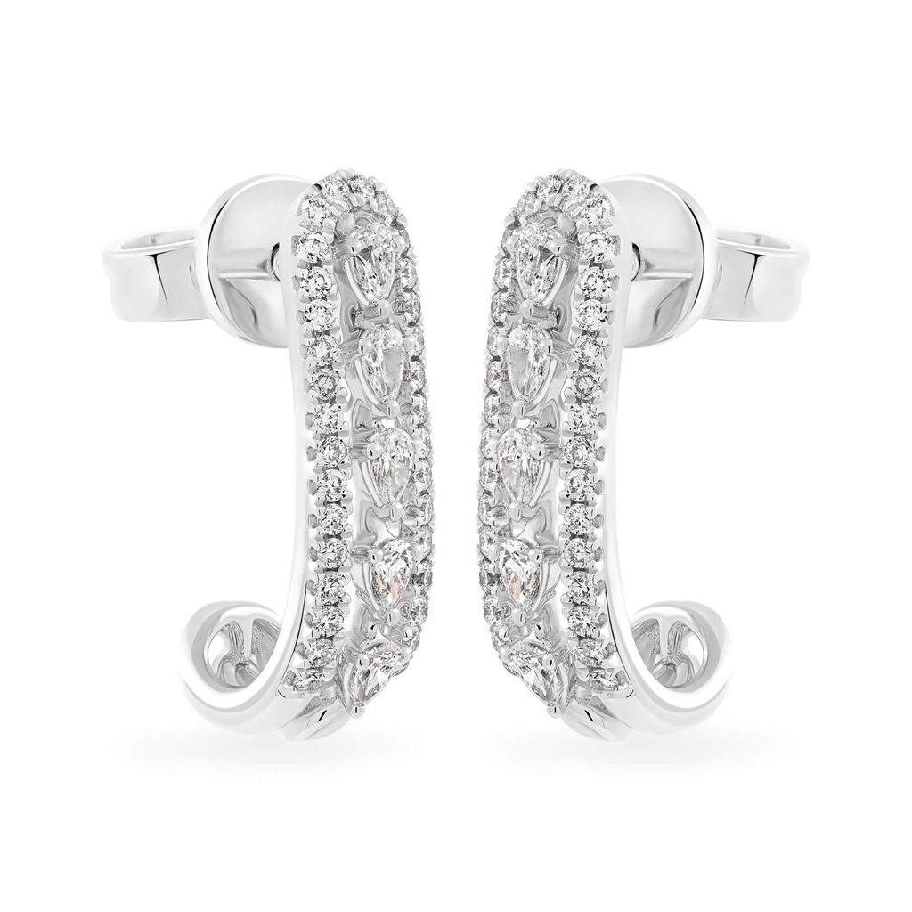 Hoa tai vàng trắng 14K gắn kim cương DOJI AFER000560F2DA1 