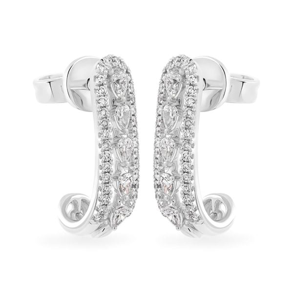 Hoa tai vàng trắng 14K gắn kim cương DOJI AFER000560F2DA1