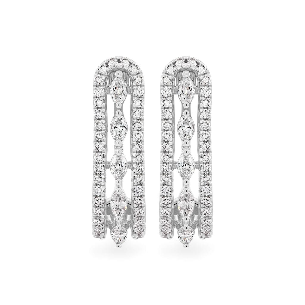 Hoa tai vàng trắng 14K gắn kim cương DOJI AFER000561F2DA1 