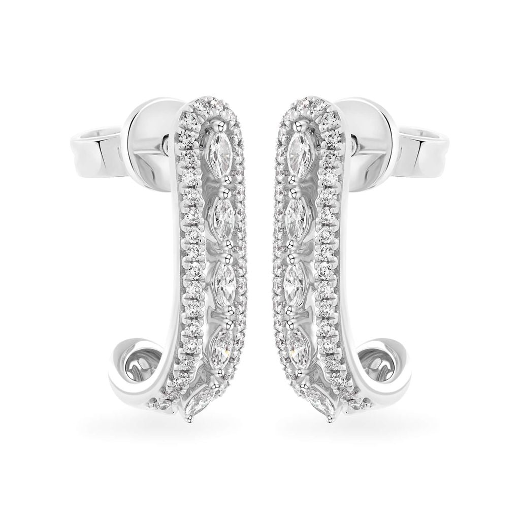 Hoa tai vàng trắng 14K gắn kim cương DOJI AFER000561F2DA1 