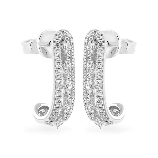 Hoa tai vàng trắng 14K gắn kim cương DOJI AFER000561F2DA1