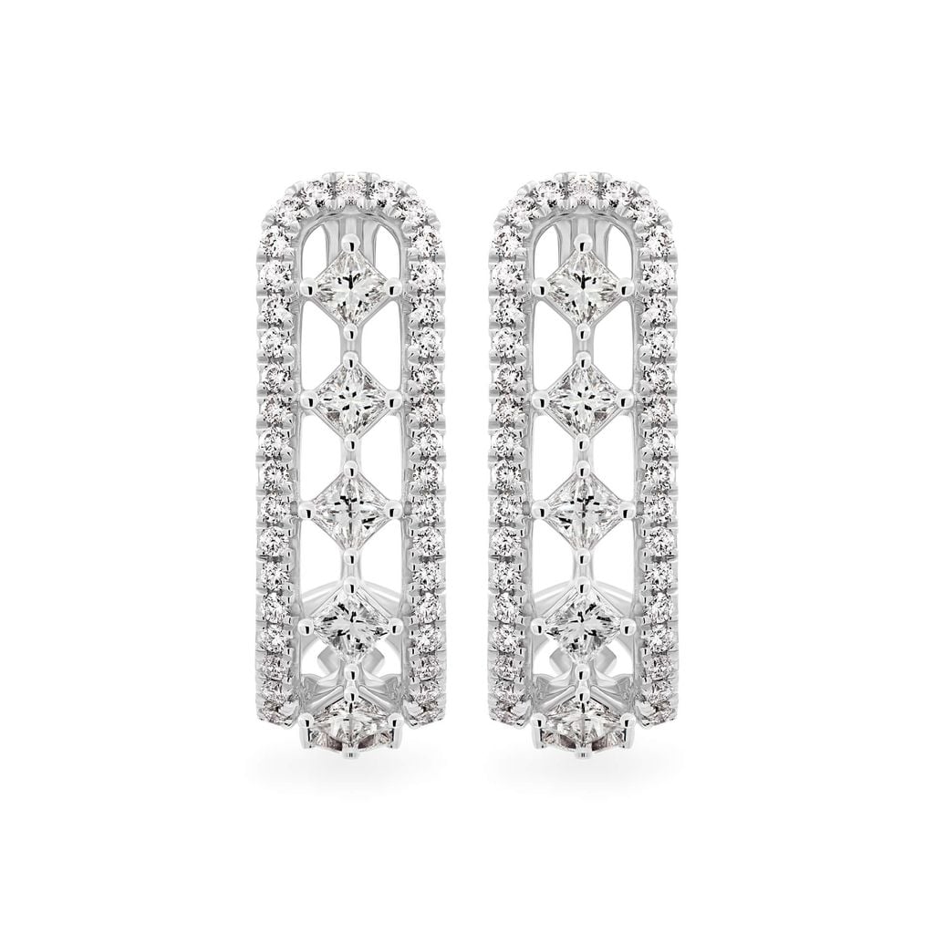 Hoa tai vàng trắng 14K gắn kim cương DOJI AFER000562F2DA1 