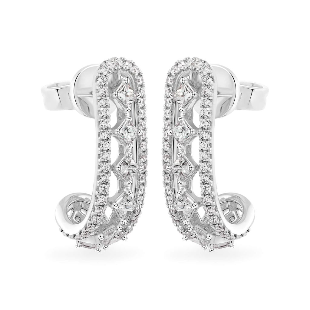 Hoa tai vàng trắng 14K gắn kim cương DOJI AFER000562F2DA1 