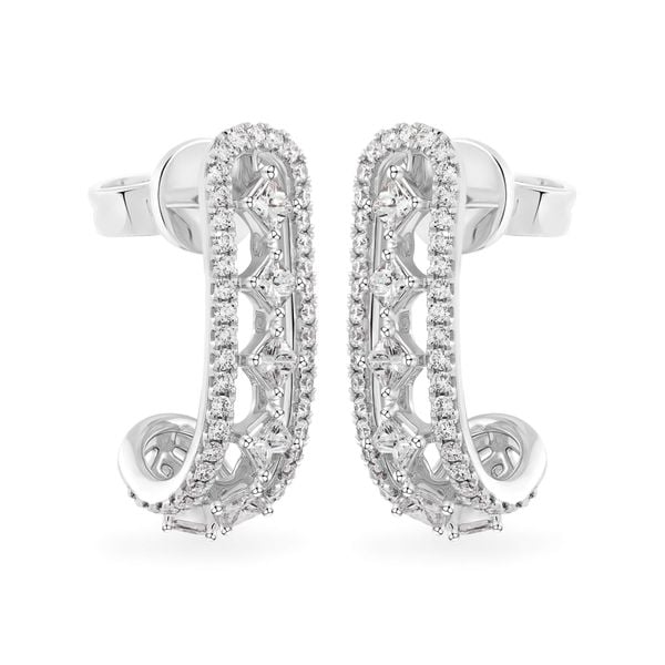 Hoa tai vàng trắng 14K gắn kim cương DOJI AFER000562F2DA1