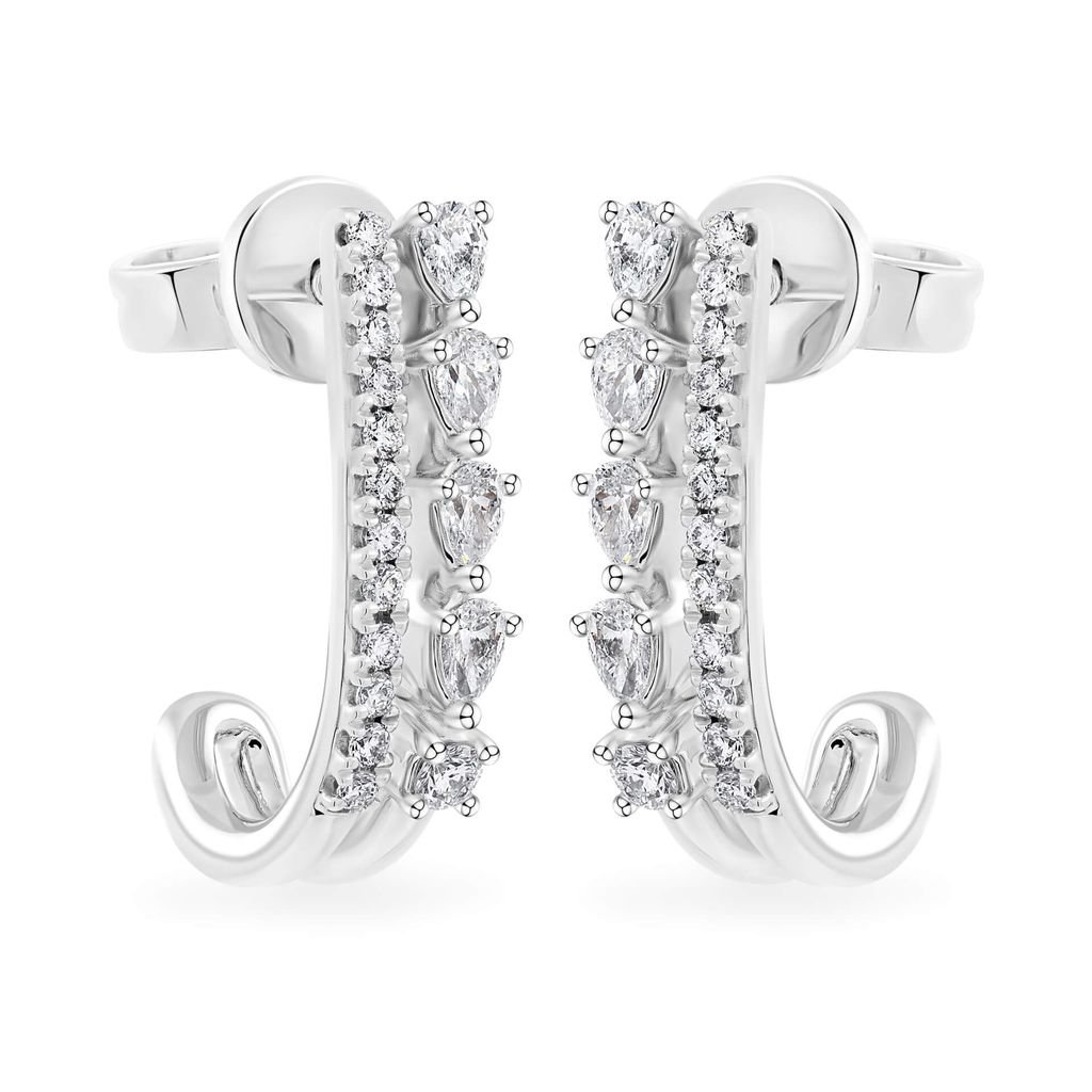 Hoa tai vàng trắng 14K gắn kim cương DOJI AFER000563F2DA1 