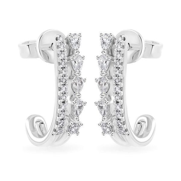 Hoa tai vàng trắng 14K gắn kim cương DOJI AFER000563F2DA1