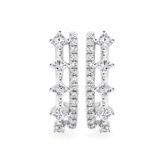 Hoa tai vàng trắng 14K gắn kim cương DOJI AFER000564F2DA1