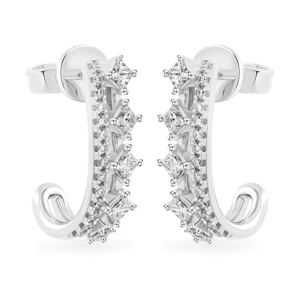 Hoa tai vàng trắng 14K gắn kim cương DOJI AFER000564F2DA1