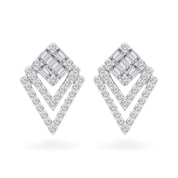 Hoa tai vàng trắng 14K gắn kim cương DOJI AFER100156F2DA1