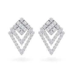 Hoa tai vàng trắng 14K gắn kim cương DOJI AFER100156F2DA1