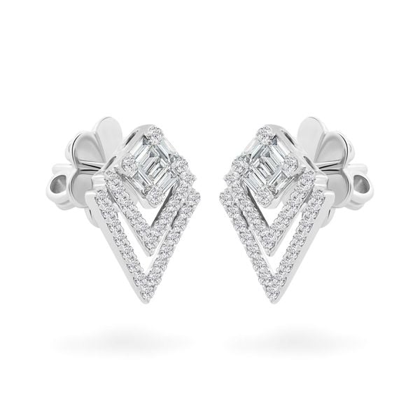 Hoa tai vàng trắng 14K gắn kim cương DOJI AFER100156F2DA1