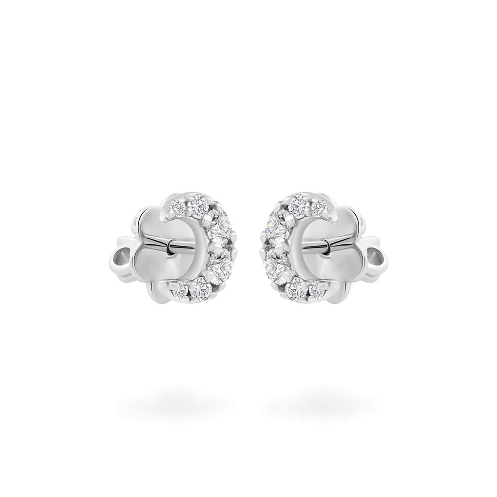 Hoa tai vàng trắng 14K gắn kim cương DOJI AFER100157F2DA1 