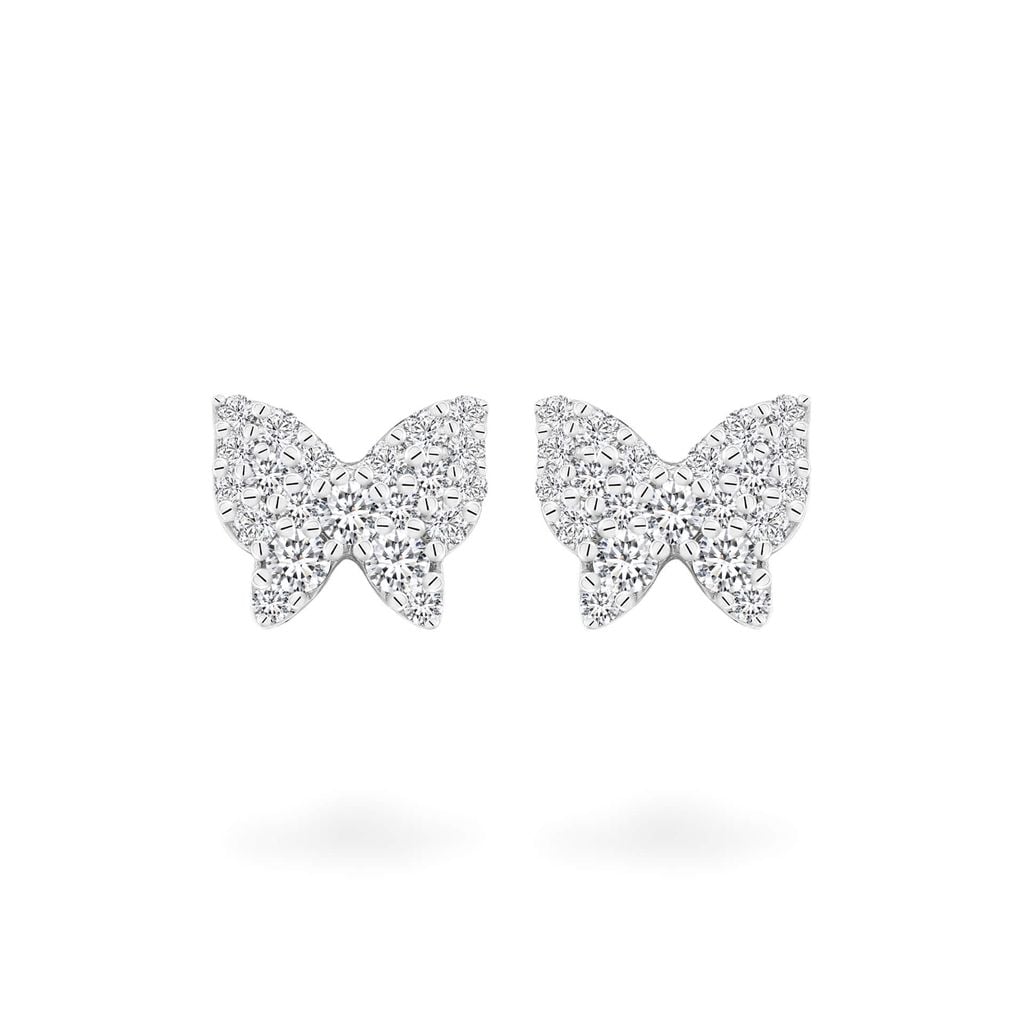 Hoa tai vàng trắng 14K gắn kim cương DOJI AFER100158F2DA1 