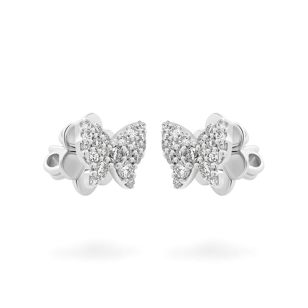 Hoa tai vàng trắng 14K gắn kim cương DOJI AFER100158F2DA1 