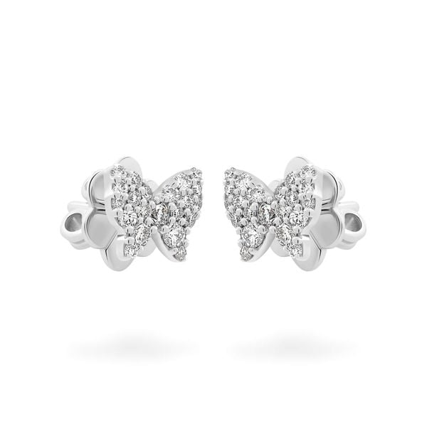 Hoa tai vàng trắng 14K gắn kim cương DOJI AFER100158F2DA1