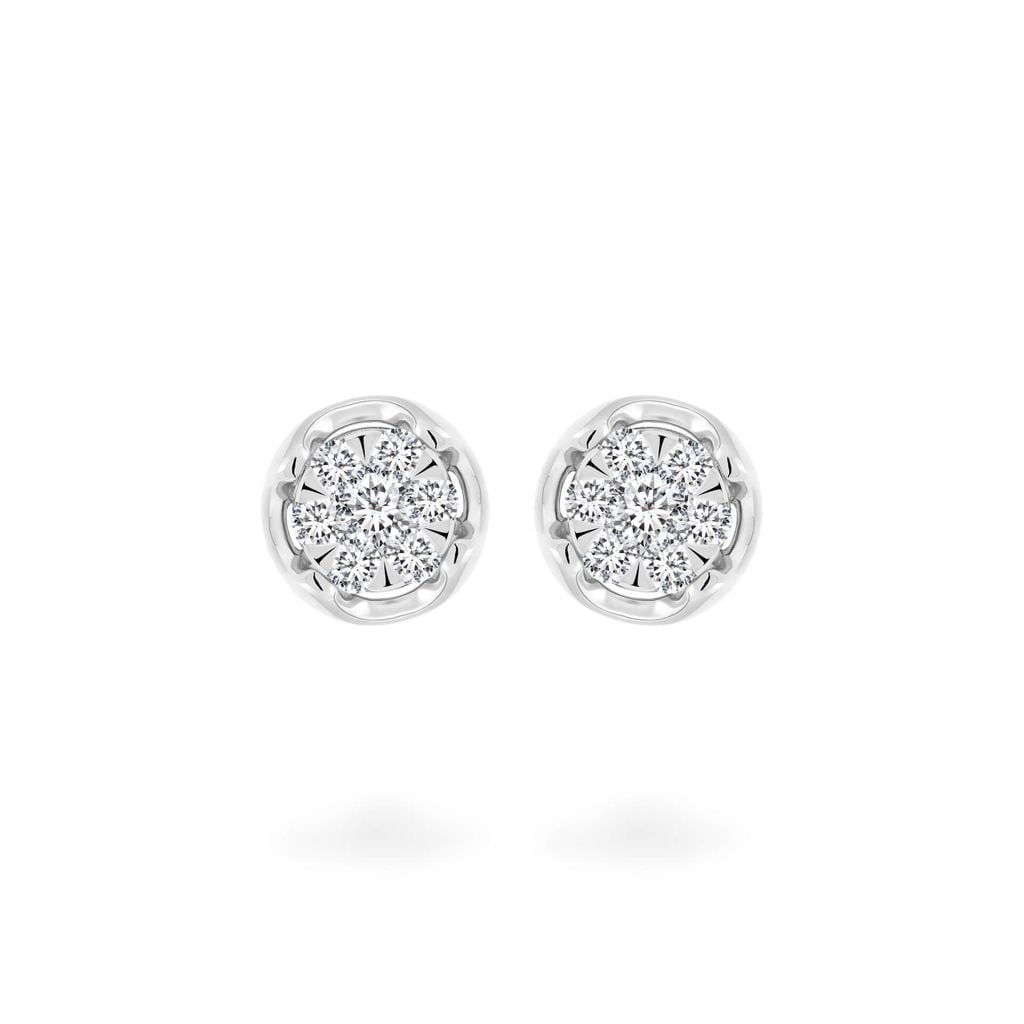 Hoa tai vàng trắng 14K gắn kim cương DOJI AFER100160F2DA1 