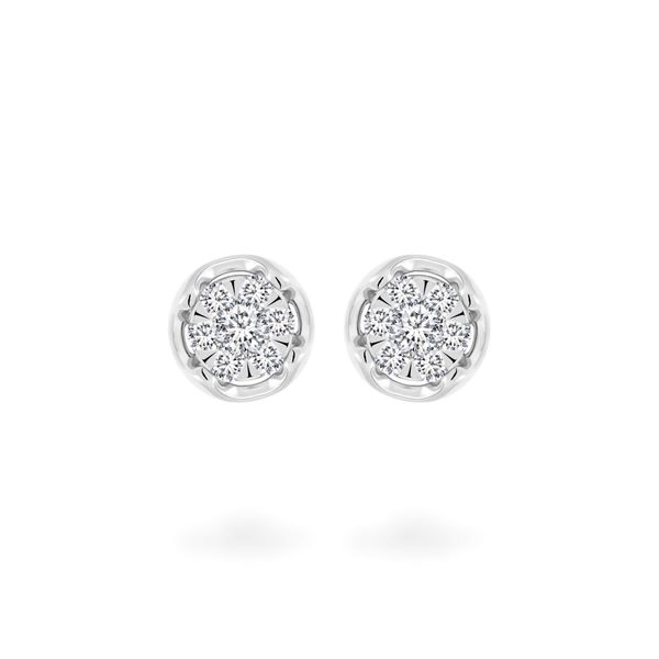 Hoa tai vàng trắng 14K gắn kim cương DOJI AFER100160F2DA1