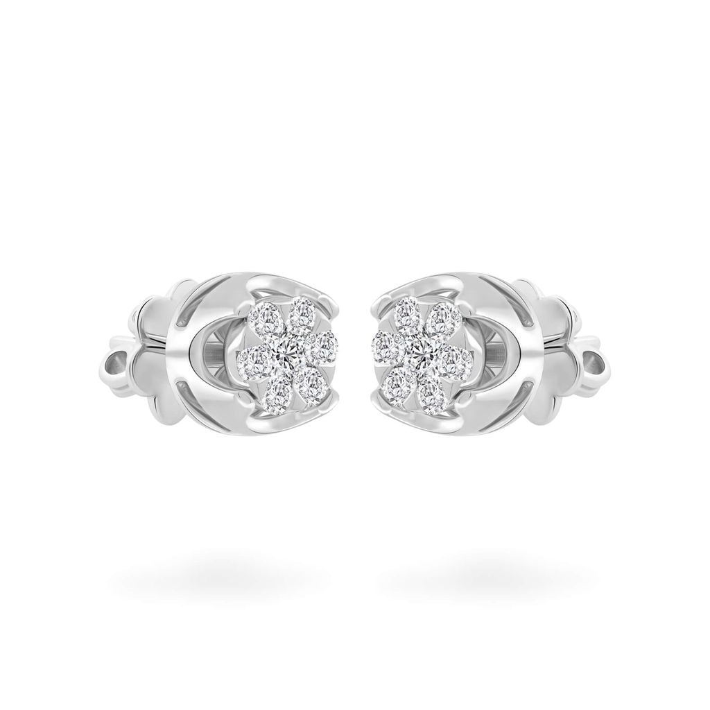 Hoa tai vàng trắng 14K gắn kim cương DOJI AFER100160F2DA1 