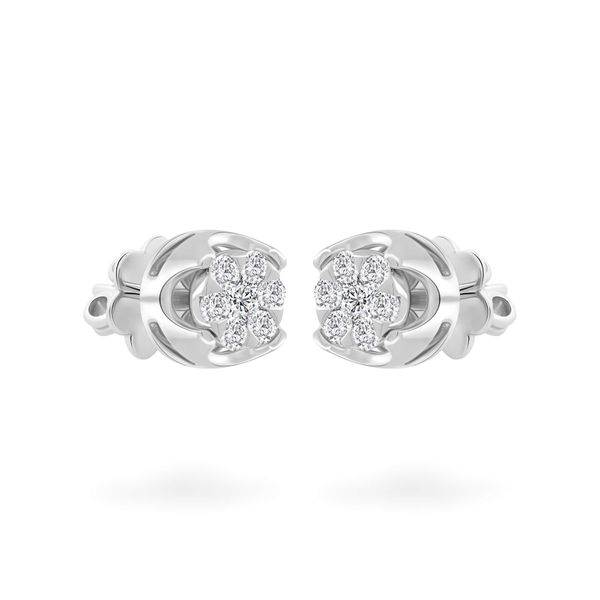 Hoa tai vàng trắng 14K gắn kim cương DOJI AFER100160F2DA1