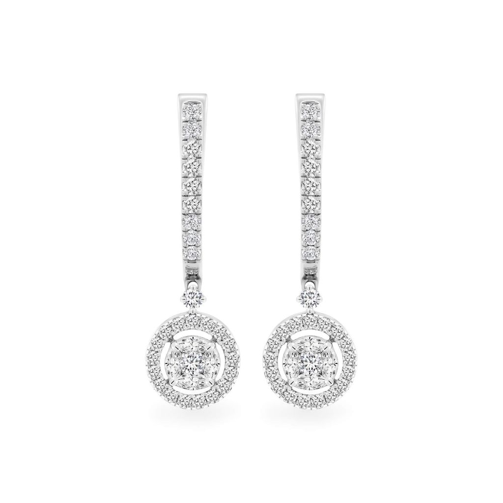 Hoa tai vàng trắng 14K gắn kim cương DOJI AFER100163F2DA1 