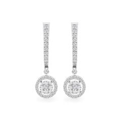 Hoa tai vàng trắng 14K gắn kim cương DOJI AFER100163F2DA1