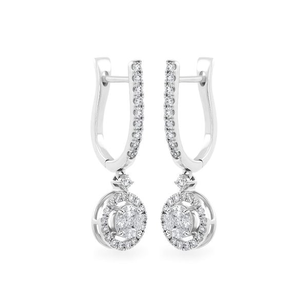 Hoa tai vàng trắng 14K gắn kim cương DOJI AFER100163F2DA1