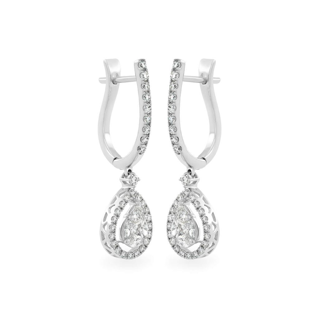 Hoa tai vàng trắng 14K gắn kim cương DOJI AFER100164F2DA1 