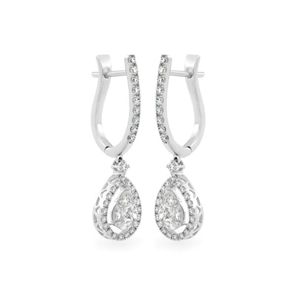 Hoa tai vàng trắng 14K gắn kim cương DOJI AFER100164F2DA1