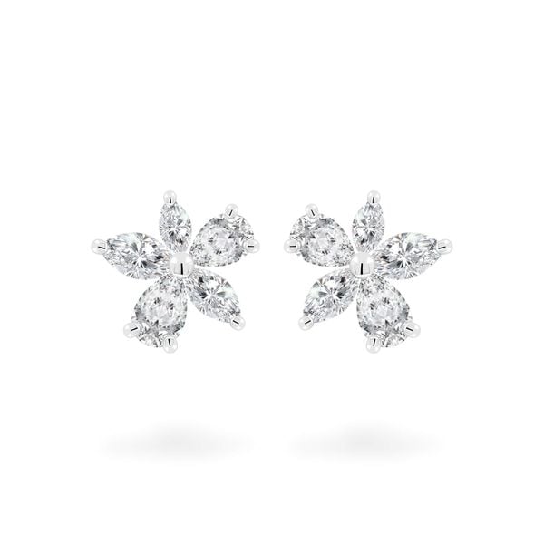 Hoa tai vàng trắng 14K gắn kim cương DOJI AFER400131F2DA1