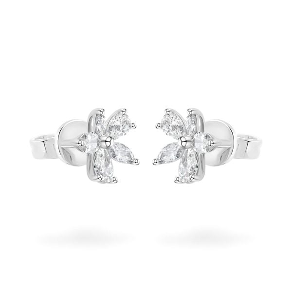 Hoa tai vàng trắng 14K gắn kim cương DOJI AFER400131F2DA1