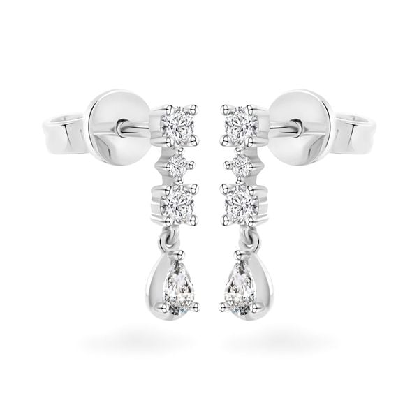 Hoa tai vàng trắng 14K gắn kim cương DOJI AFER400137F2DA1