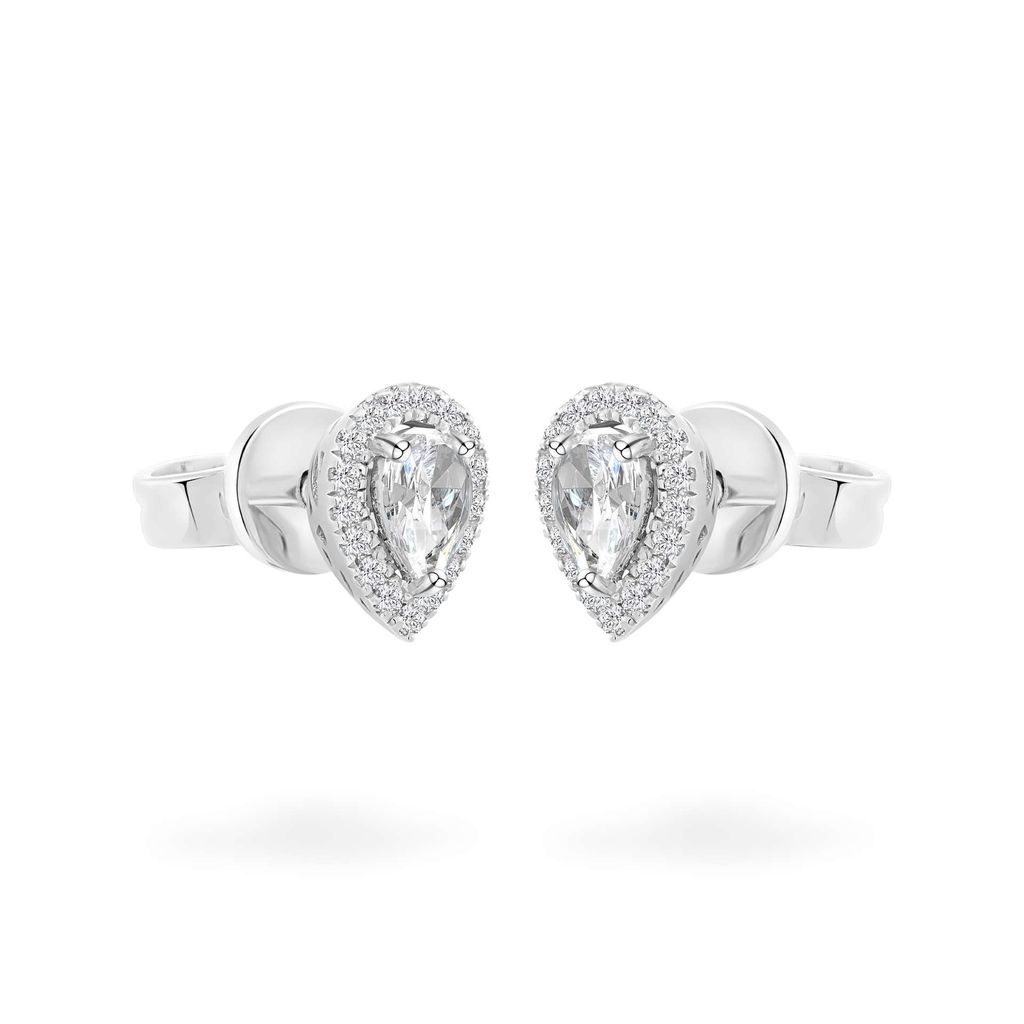 Hoa tai vàng trắng 14K gắn kim cương DOJI AFER600001F2DA1 