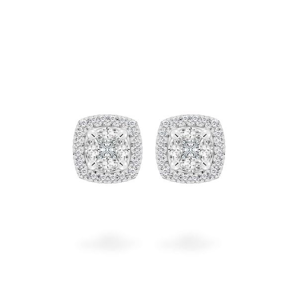 Hoa tai vàng trắng 14K gắn kim cương DOJI AFER600010F2DA1