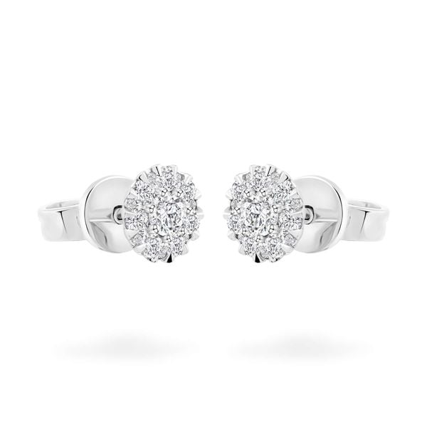 Hoa tai vàng trắng 14K gắn kim cương DOJI AFER600026F2DA1