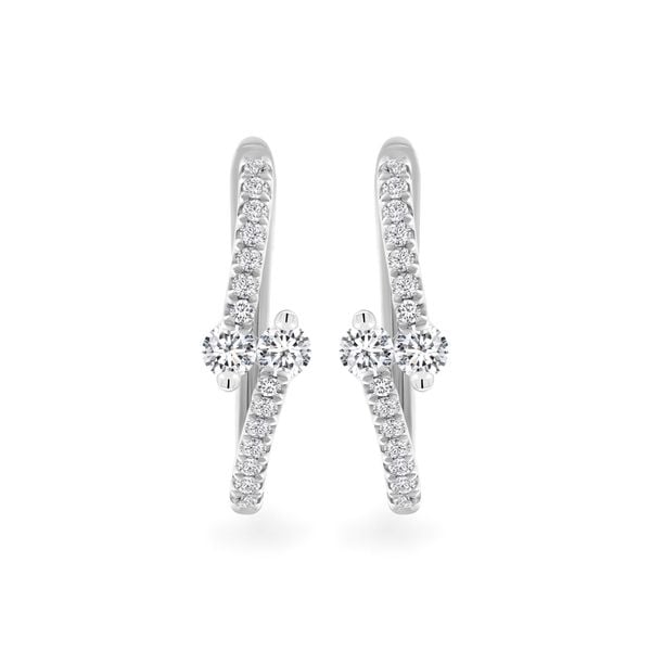 Hoa tai vàng trắng 14K gắn kim cương DOJI AFER700002F2DA1