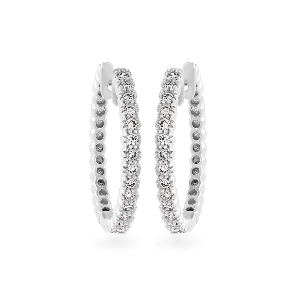 Hoa tai vàng trắng 14K gắn kim cương DOJI AFER700011F2DA1 