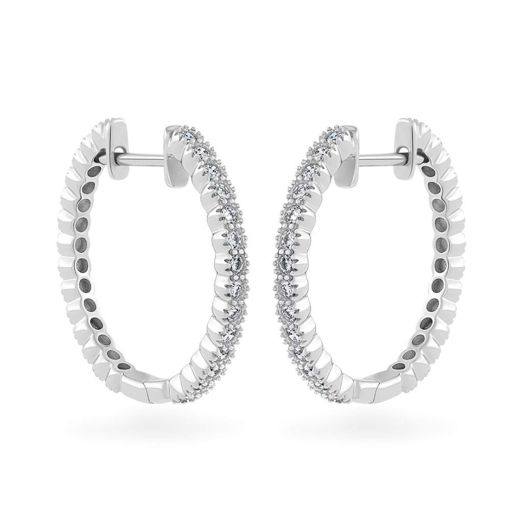 Hoa tai vàng trắng 14K gắn kim cương DOJI AFER700011F2DA1 