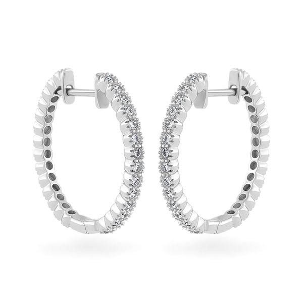 Hoa tai vàng trắng 14K gắn kim cương DOJI AFER700011F2DA1