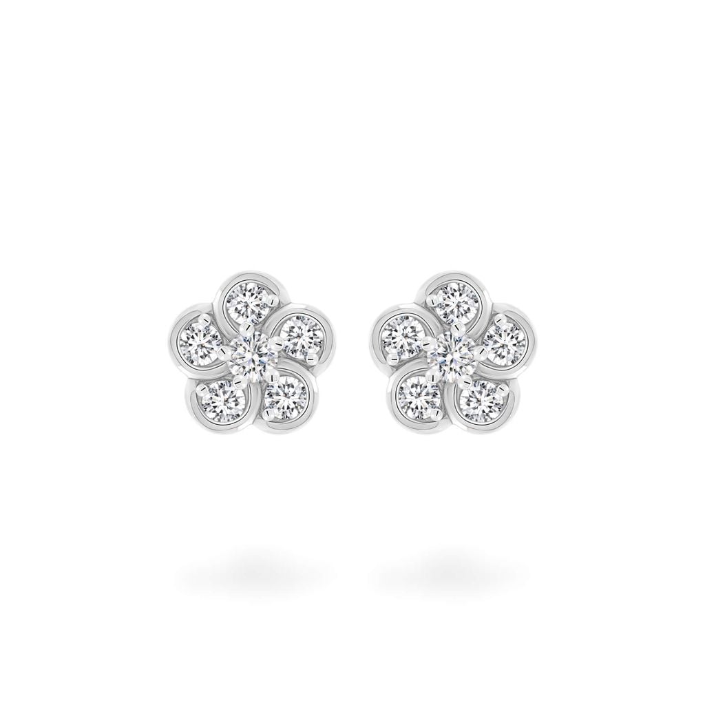 Hoa tai vàng trắng 14K gắn kim cương DOJI AFER700012F2DA1 