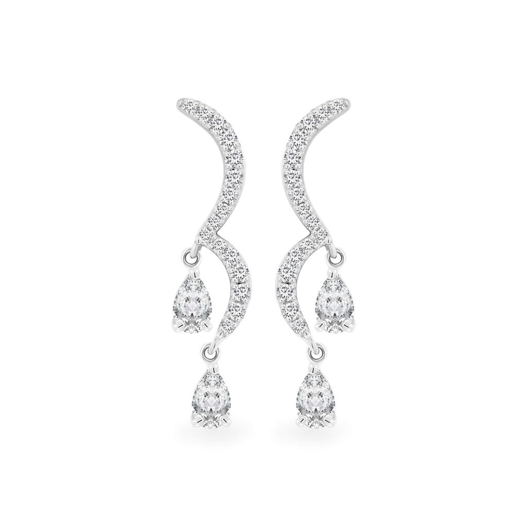 Hoa tai vàng trắng 14K gắn kim cương DOJI AFER700014F2DA1 