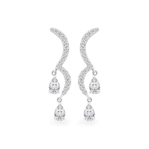 Hoa tai vàng trắng 14K gắn kim cương DOJI AFER700014F2DA1