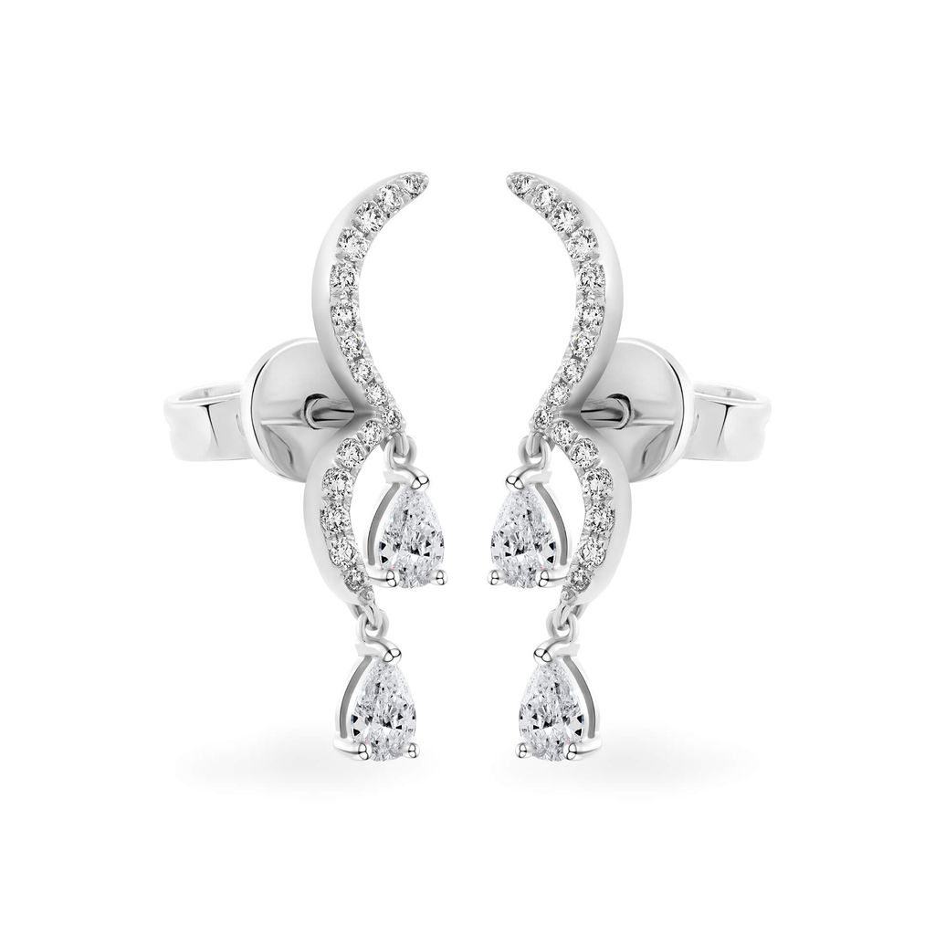 Hoa tai vàng trắng 14K gắn kim cương DOJI AFER700014F2DA1 