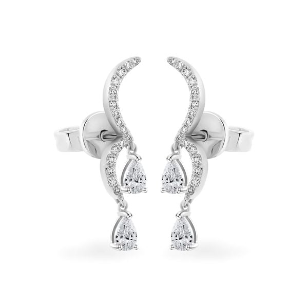 Hoa tai vàng trắng 14K gắn kim cương DOJI AFER700014F2DA1