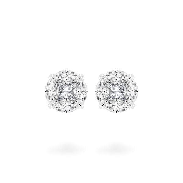 Hoa tai vàng trắng 14K gắn kim cương DOJI AFER700015F2DA1